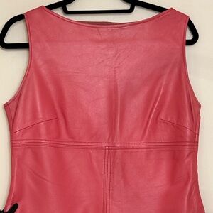 Pink Vintage Sleeveless Leather Top with Tailored Panels